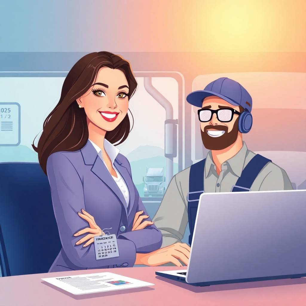 Confident businesswoman and truck driver discussing paperwork with a Third Party Administrator