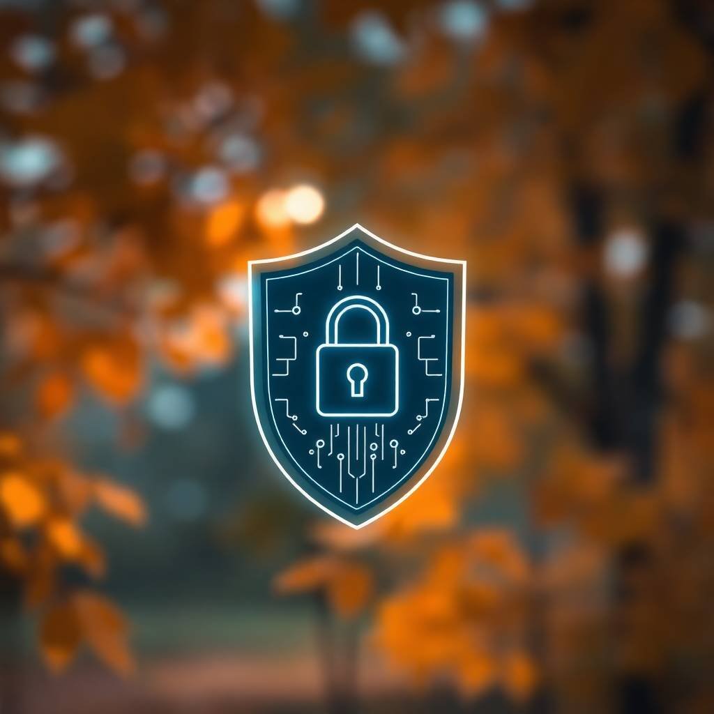 Digital shield with lock icon over an autumn background, representing the Dynamic305 privacy policy